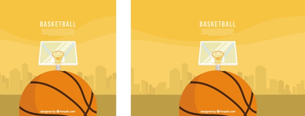 橙色背景篮球和篮球