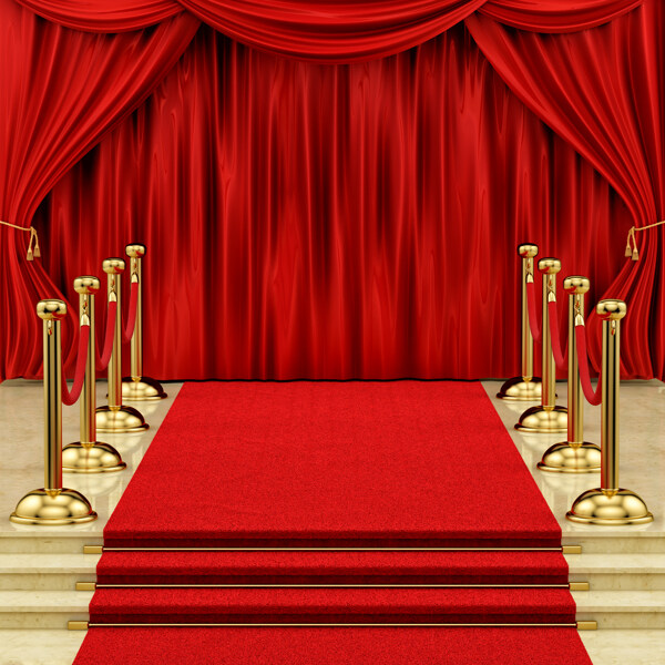 舞台背景与红地毯图片