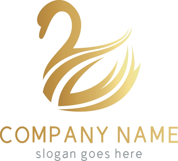 金色天鹅动物大气logo