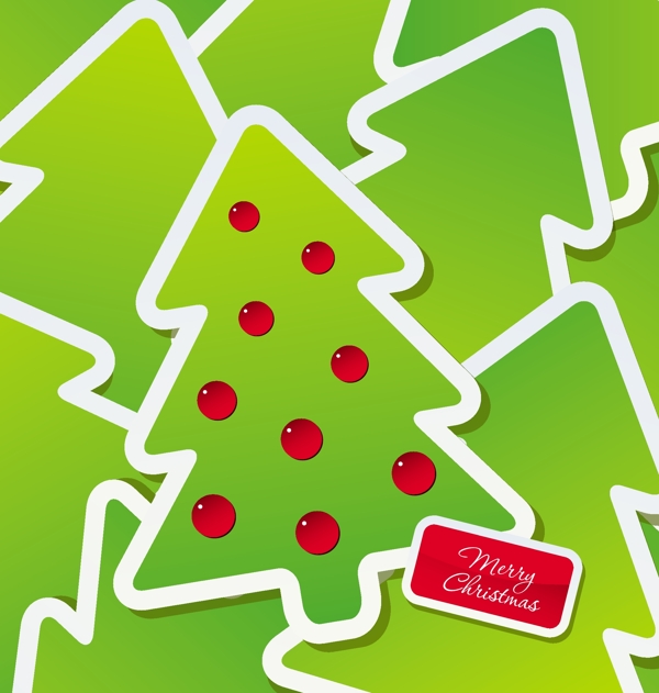 圣诞节主题装饰圣诞树的绿色标签