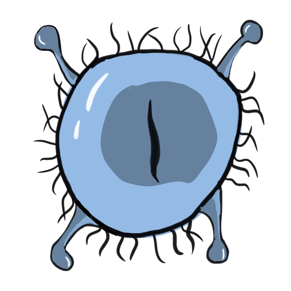 蓝色病毒细菌插画