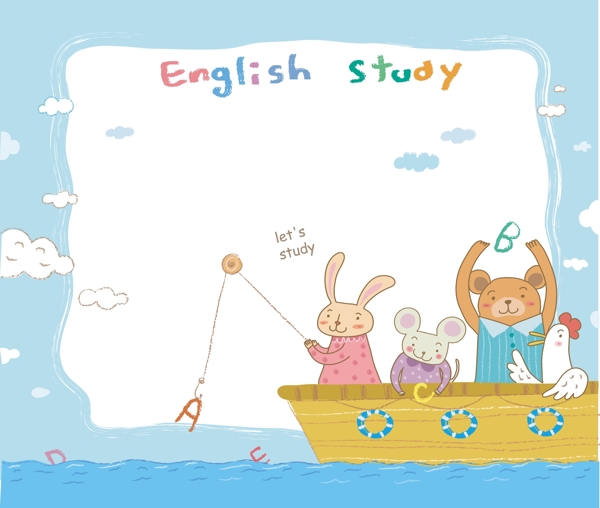英语学习动物漫画矢量EPS21