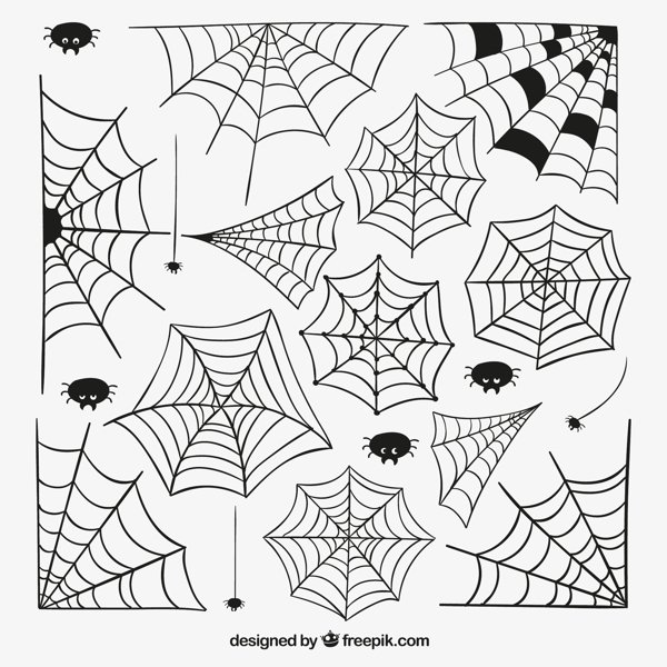 12款黑色蜘蛛和蜘蛛网矢量图
