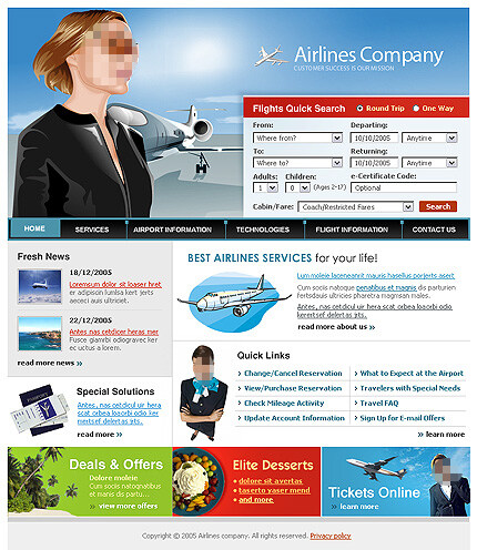飞机航空公司网站模板