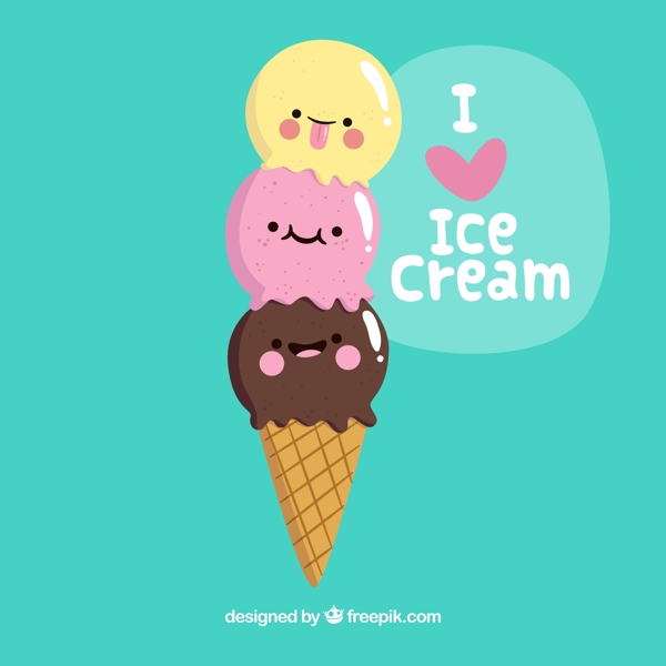 卡通表情冰淇淋设计矢量素材