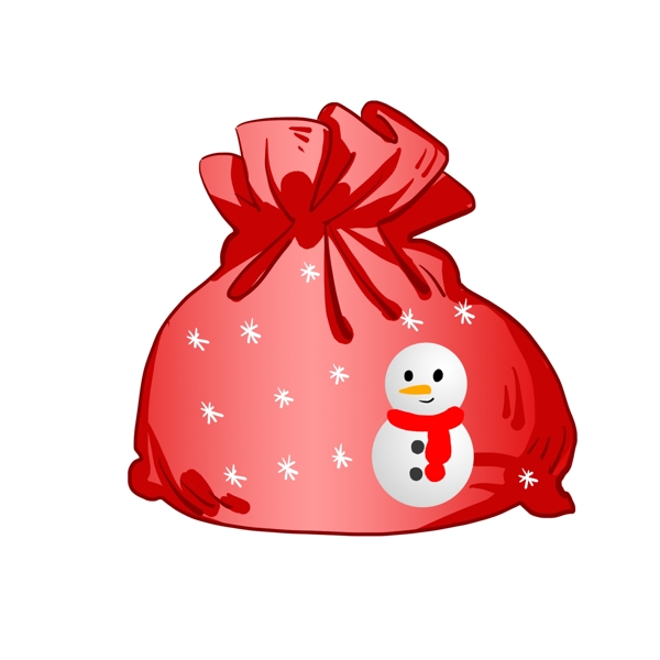 雪人红色礼物袋插画