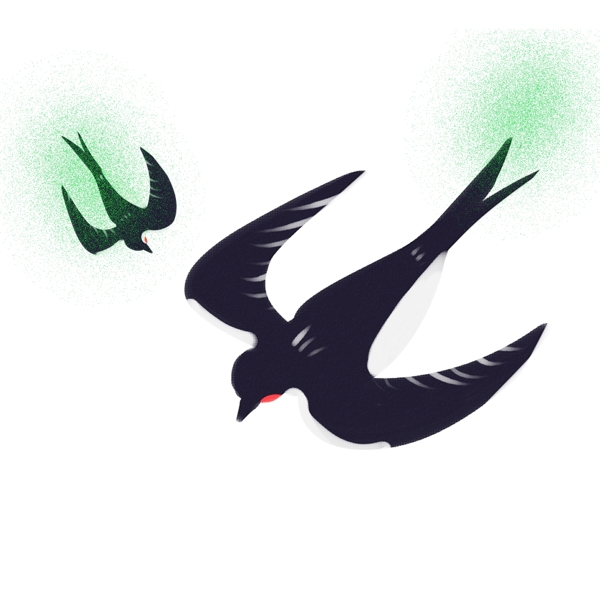 水彩插画小燕子图案