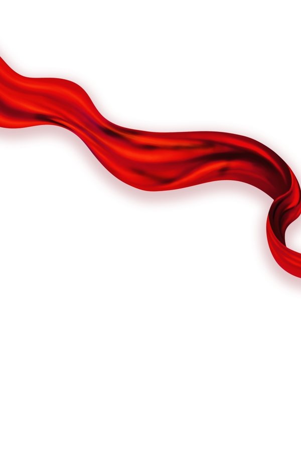 红色丝绸飘带绸缎波纹素材