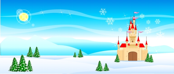 郊外矢量素材矢量冬天矢量风景韩国风景圣诞雪地雪花