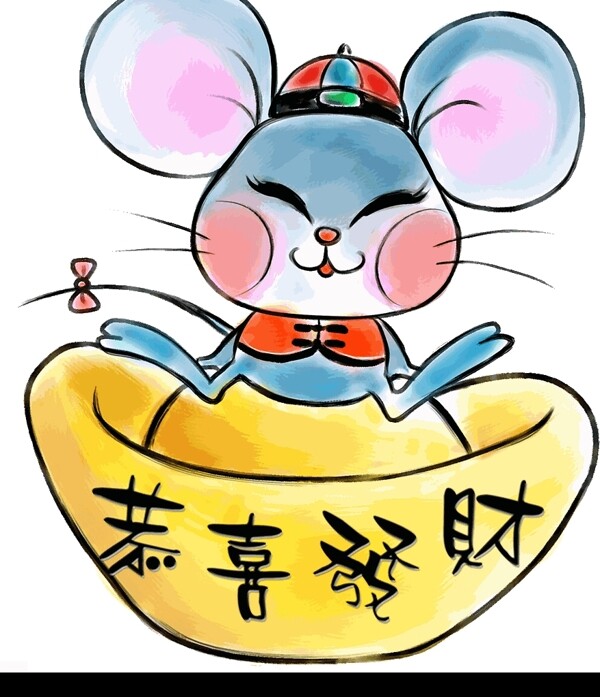 中国水墨画12生肖鼠图片