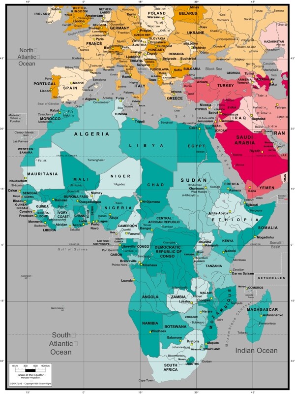 非洲地图矢量政治区域地图