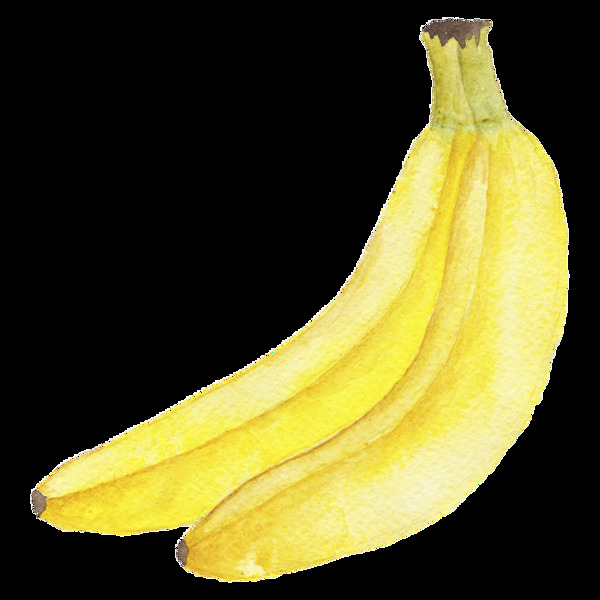手绘黄色香蕉卡通透明水果素材