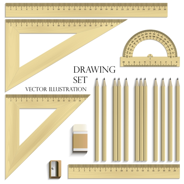 测量工具格尺橡皮卷笔刀卡通设计
