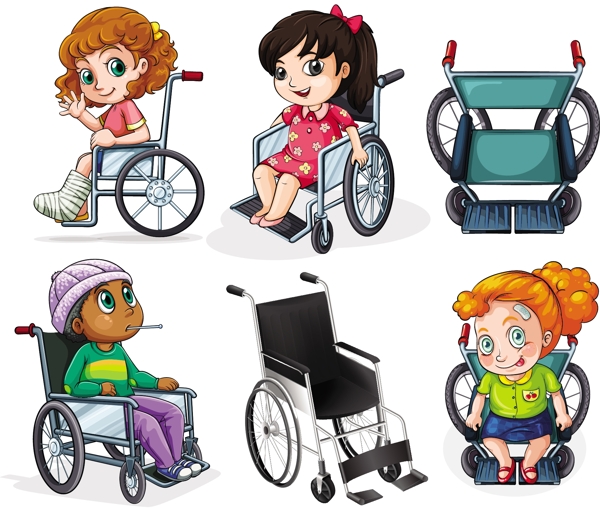 残疾人轮椅插图白色背景