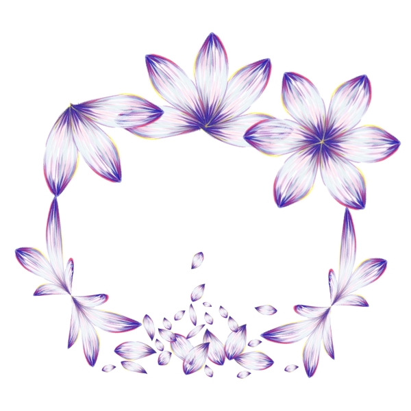 花瓣飘落紫色梦幻小清新治愈系手绘彩铅元素
