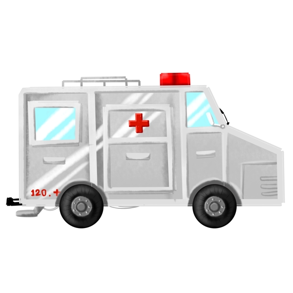 商用手绘医用医疗交通工具救护车插图素材
