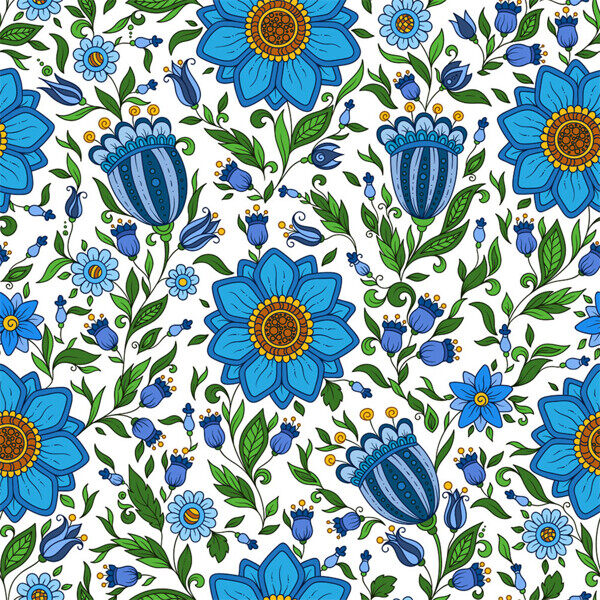 蓝色花朵无缝背景图片
