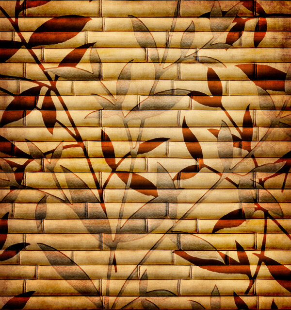 怀旧竹子竹竿树叶背景图片