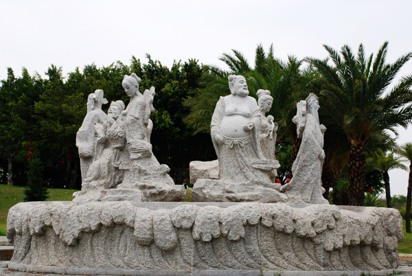 雕塑石雕八仙过海