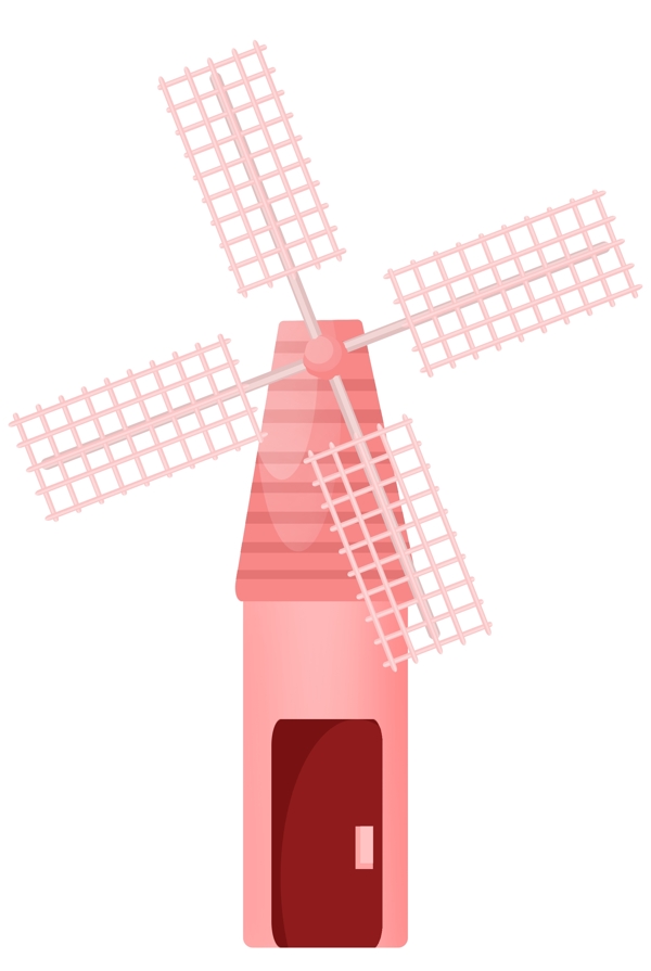 粉色的风车建筑插画