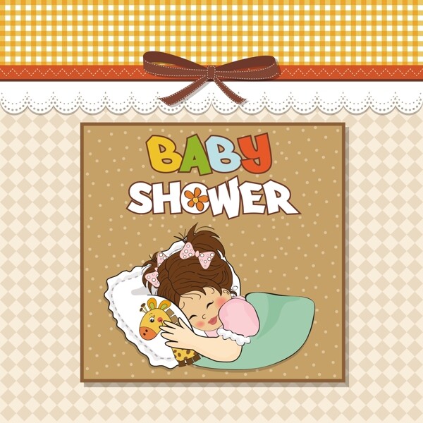 婴儿沐浴卡与婴儿拥抱泰迪