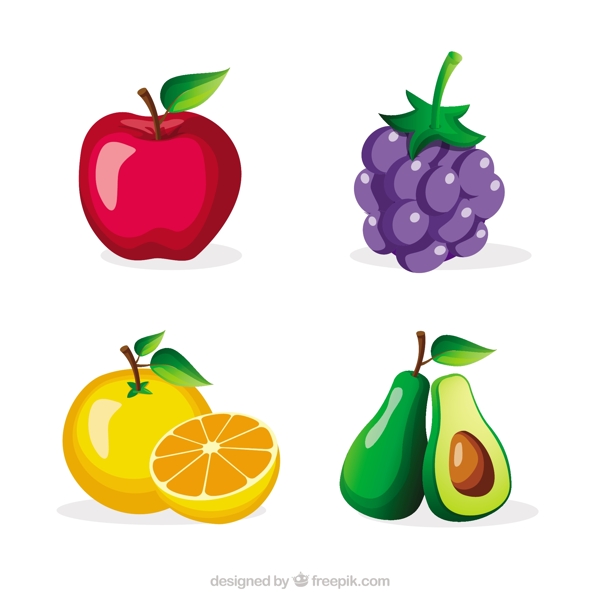四个写实风格的美味水果图标