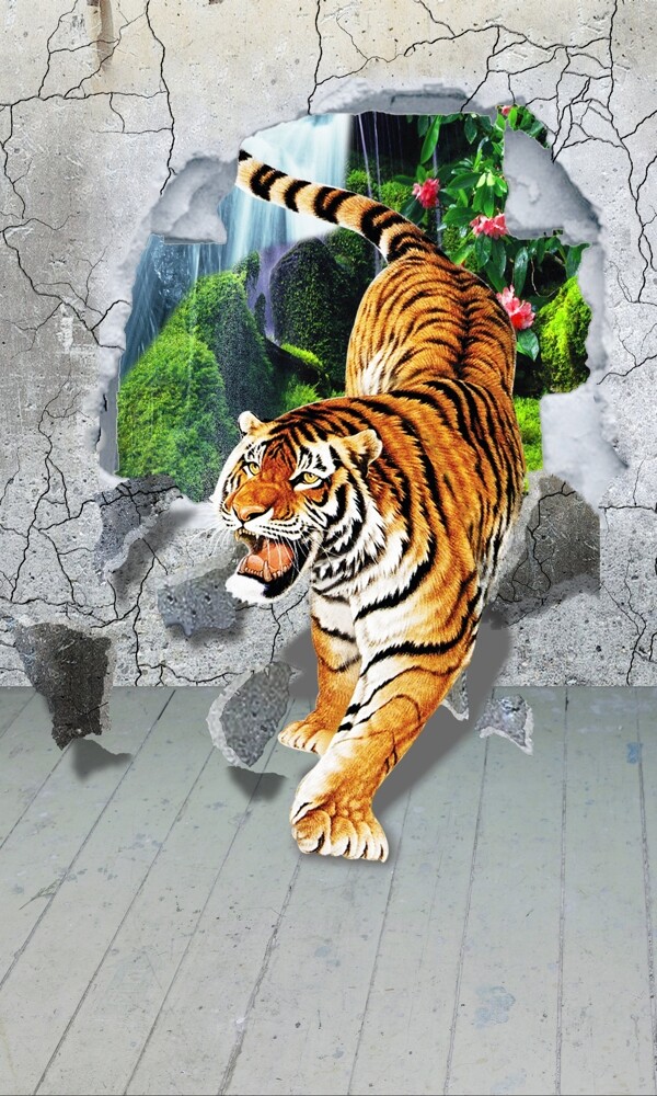 老虎背景墙图片