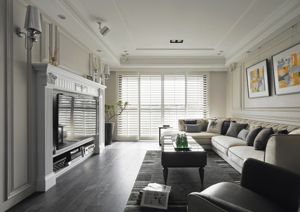 现代精致客厅素色沙发室内装修效果图