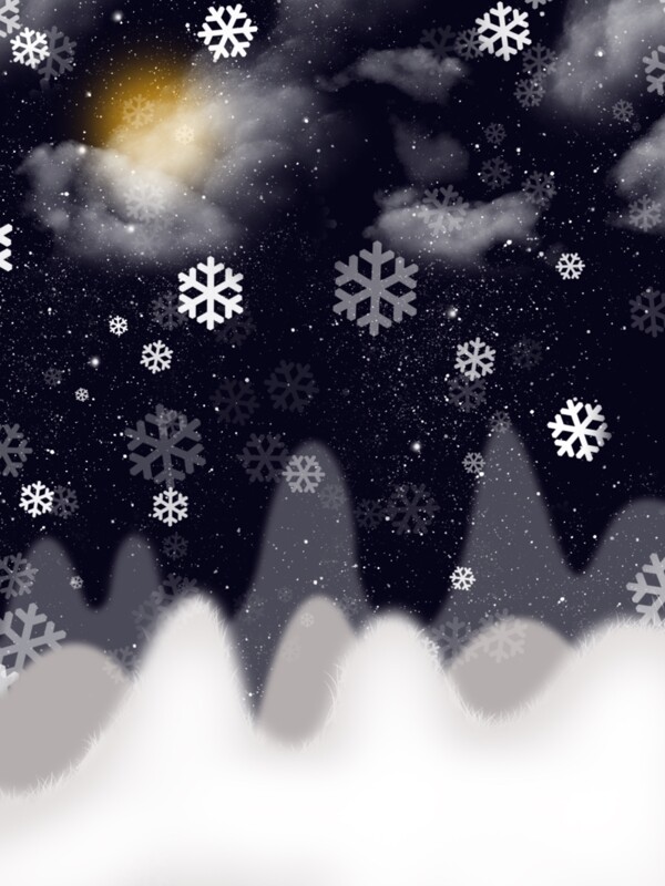 原创冬季浪漫夜色雪景