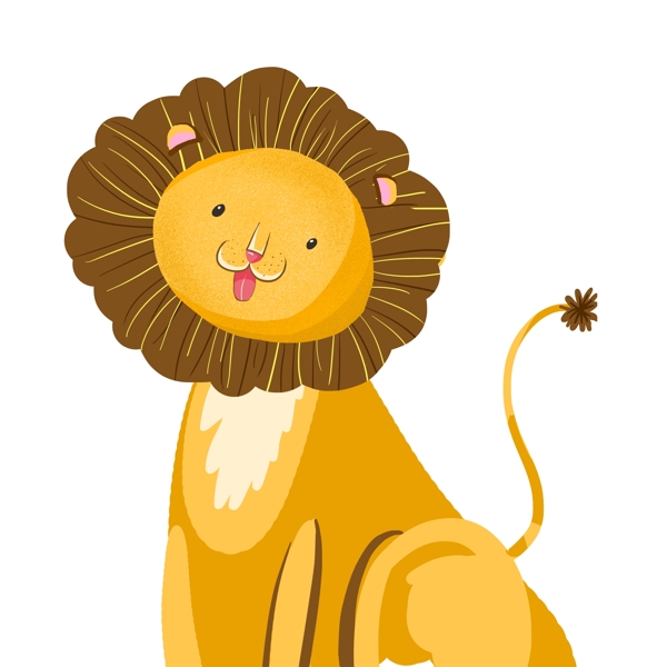 彩绘冬季森林动物小狮子设计