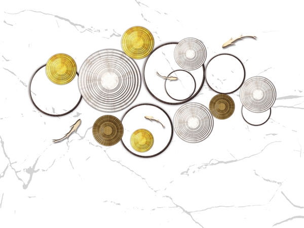 新中式抽象金色圆圈抽象装饰画图图片
