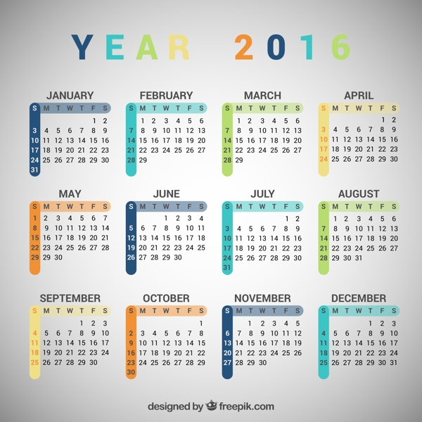 2016年彩色年历