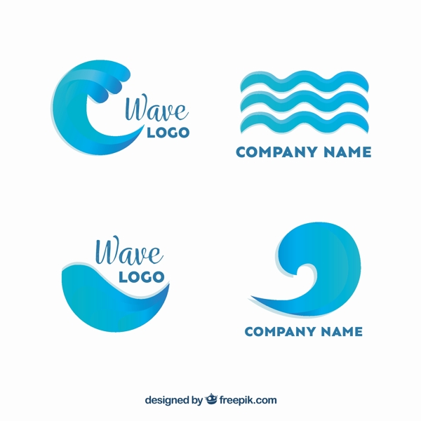 蓝色创意波浪纹矢量图标logo素材