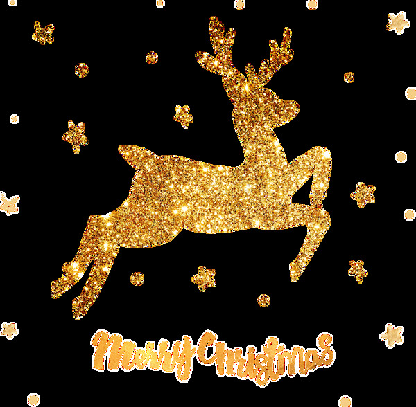 白色圣诞节金色麋鹿透明装饰素材
