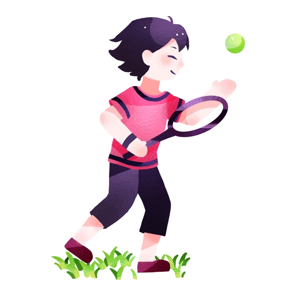 网球健身的小女孩