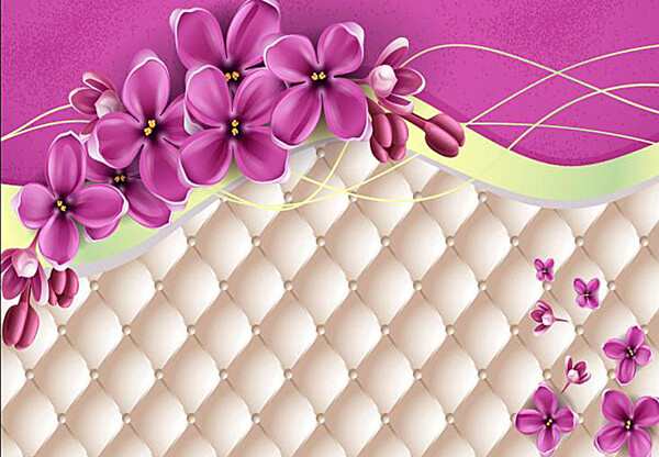 现代立体紫色矢量花卉背景墙图片