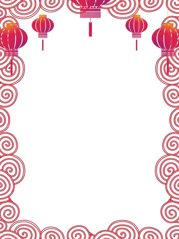 炫彩祥云灯笼边框2019猪年背景设计