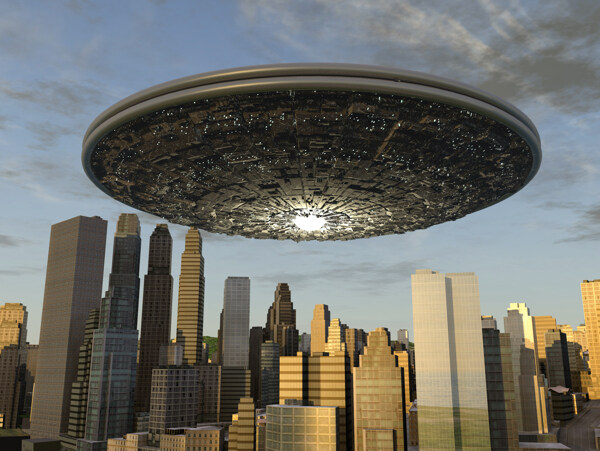 UFO飞碟与城市图片