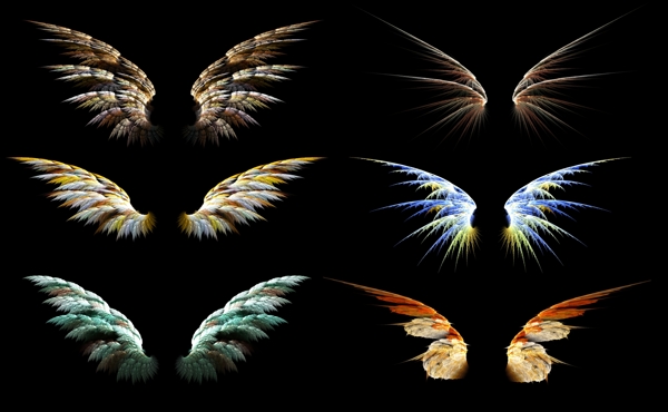 六款精美翅膀分层素材图片