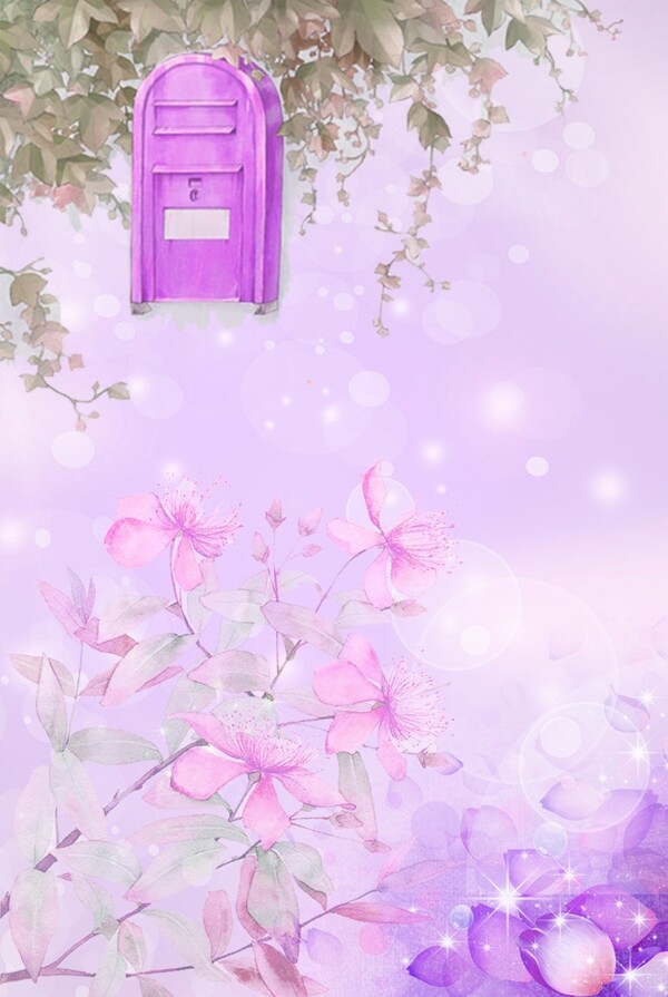 清新紫色水彩背景