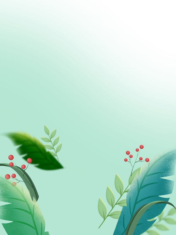 手绘水彩绿色植物背景素材