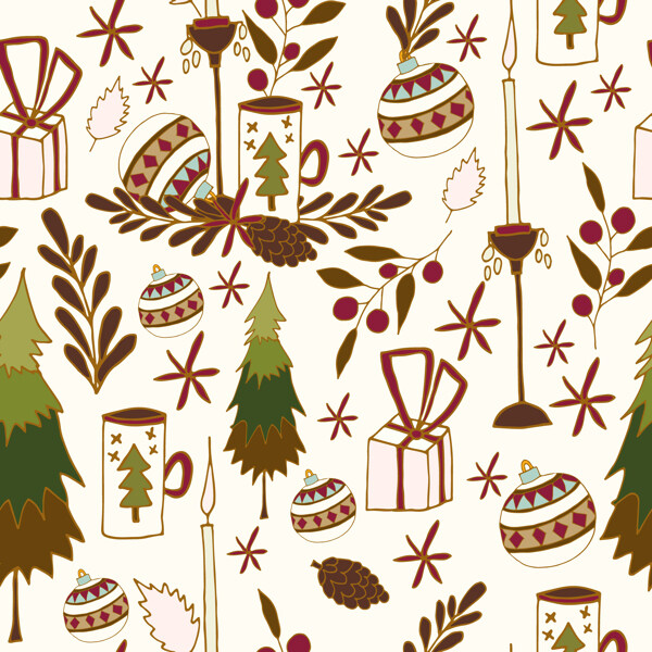 圣诞节日树木小物件背景jpg背景素材