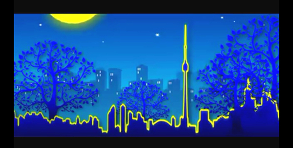 卡通月亮星光城市视频