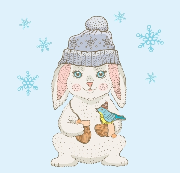 冬季服饰小动物图片