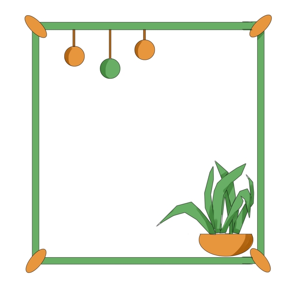 手绘绿色植物边框