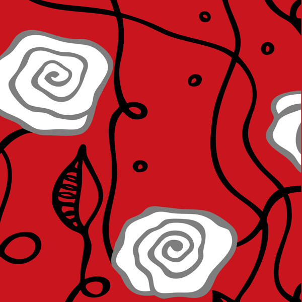 红色背景抽象玫瑰花装饰画