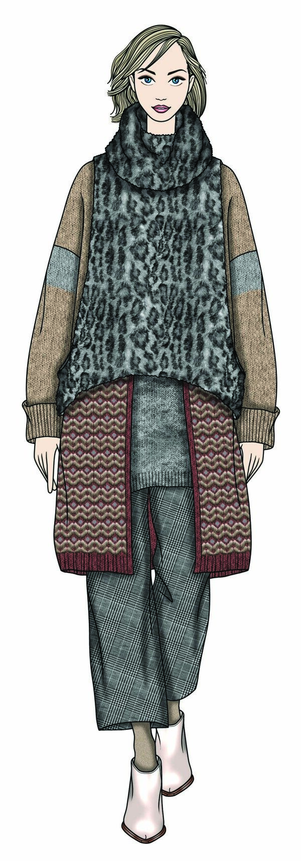 个性豹纹毛衣女装服装效果图
