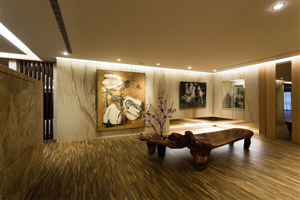 新中式时尚室内茶几背景墙设计图