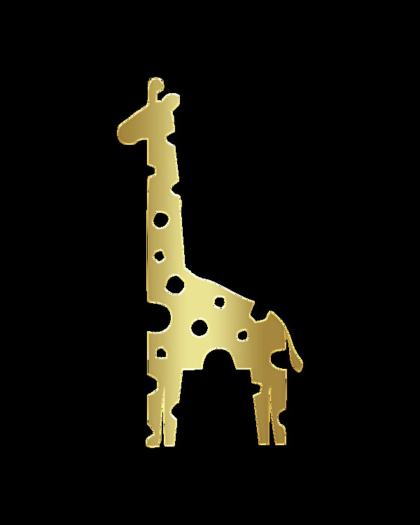 香槟金简约长颈鹿动物装饰画