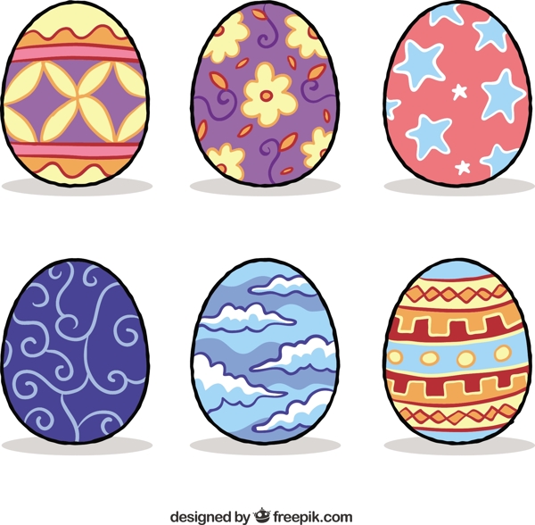 一组彩色的创意复活节彩蛋